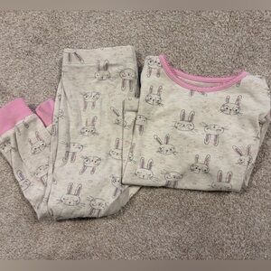 George Pajama Set in Cream and Pink with Bunny Print